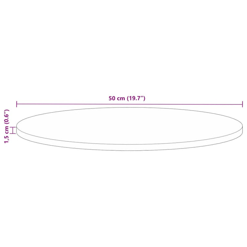 Bordplate Ø 50x1,5 cm rund gjenvunnet heltre