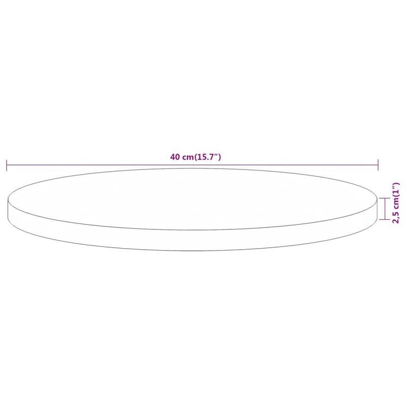 Bordplate Ø40x2,5 cm rund heltre akasie