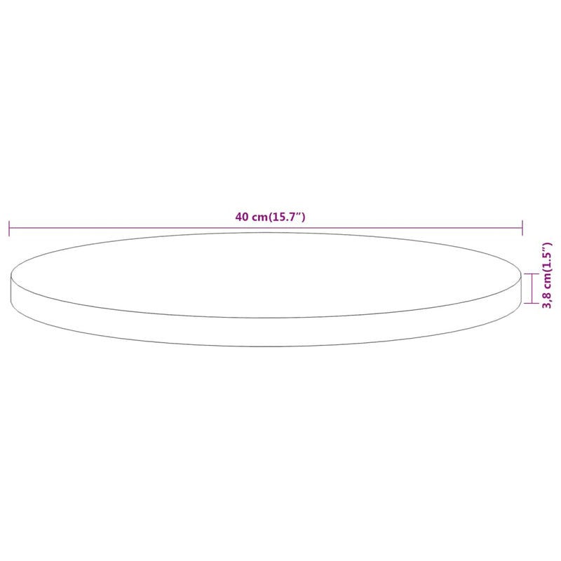 Bordplate Ø40x3,8 cm rund heltre akasie