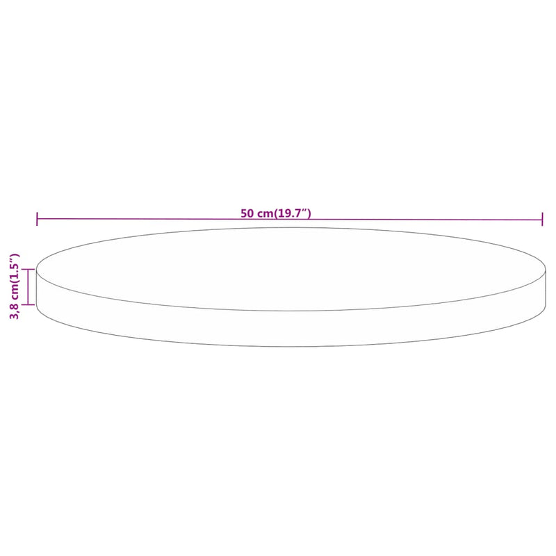 Bordplate Ø 50x3,8 cm rund heltre mango