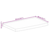 Bordplate 50x40x2,5 cm naturlig kant grovt heltre mangotre