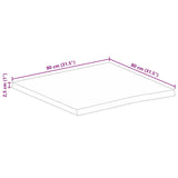 Bordplate 80x80x2,5 cm naturlig kant heltre mango