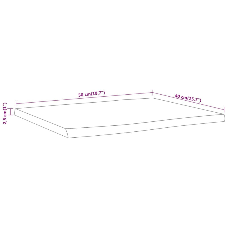 Sidebord 50x40x2,5 cm heltre akasie naturlig kant