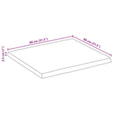 Bordplate 80x80x2,5 cm firkantet heltre akasie naturlig kant