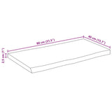 Bordplate naturlig kant 80x40x2,5 cm grovt heltre mangotre