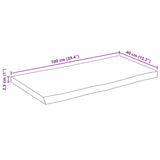 Bordplate naturlig kant 100x40x2,5 cm grovt heltre mangotre