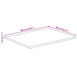 Bordplate 100x80x2,5 cm naturlig kant heltre mango