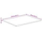 Bordplate 110x80x2,5 cm naturlig kant heltre mango