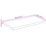 Bordplate 80x40x3,8 cm naturlig kant heltre mango