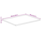 Bordplate 100x80x3,8 cm naturlig kant heltre mango