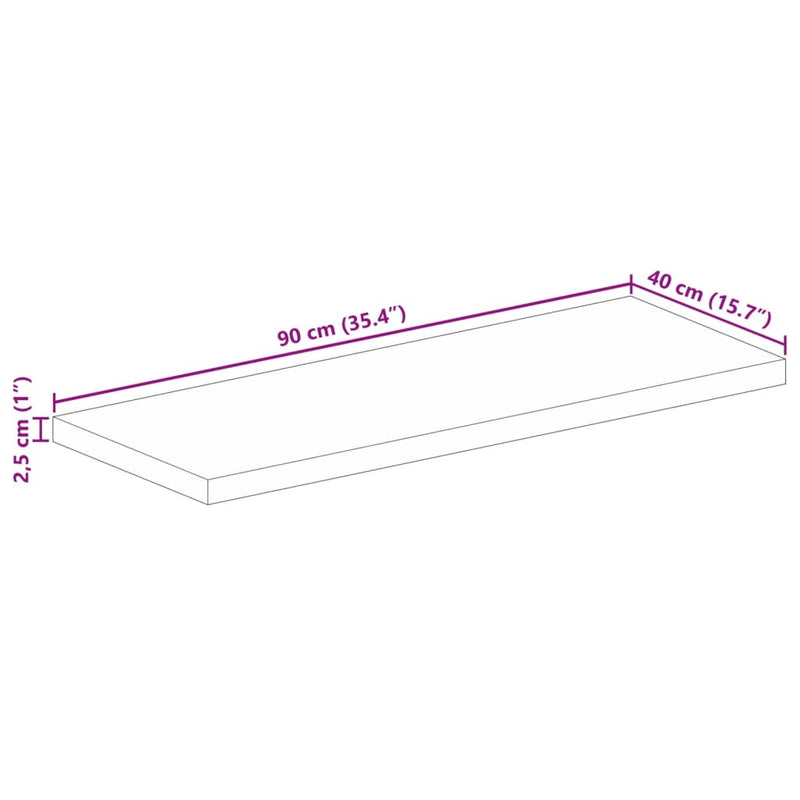 Bordplate 90x40x2,5 cm rektangulær heltre akasie