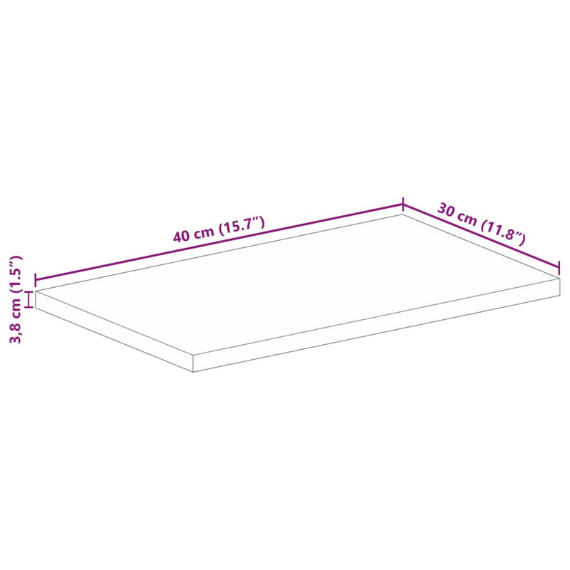 Bordplate 40x30x3,8 cm rektangulær heltre akasie