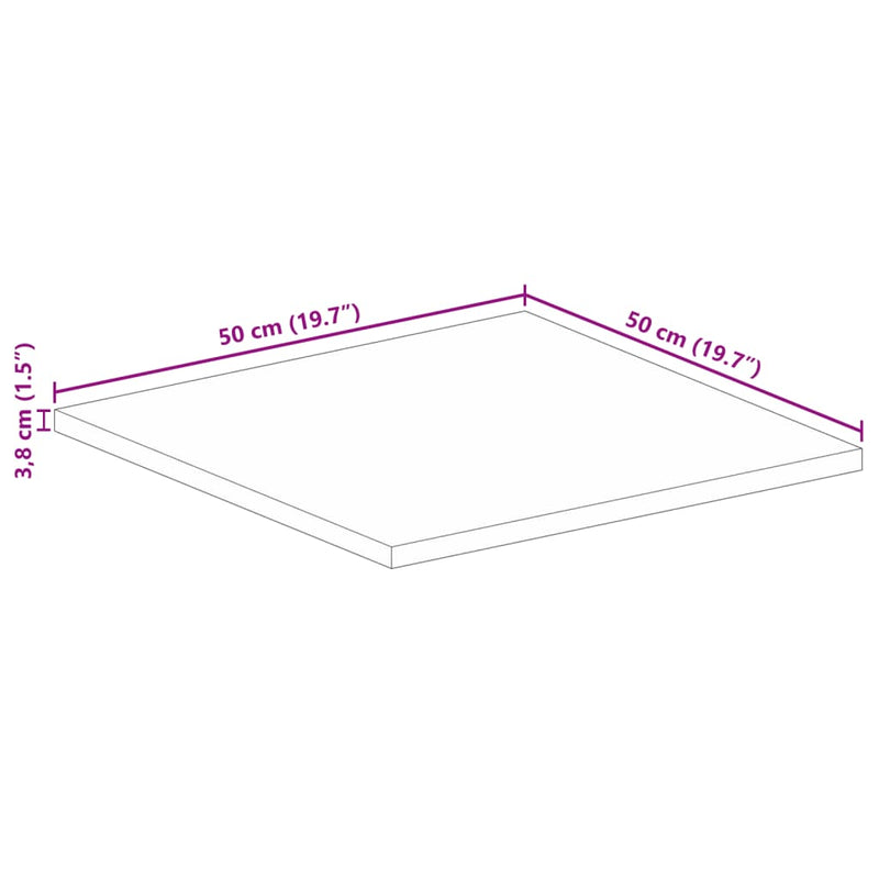 Bordplate 50x50x3,8 cm firkantet heltre bøketre