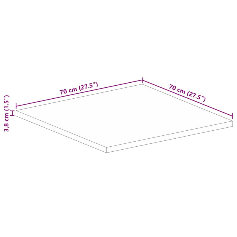 Bordplate 70x70x3,8 cm firkantet gjenvunnet heltre