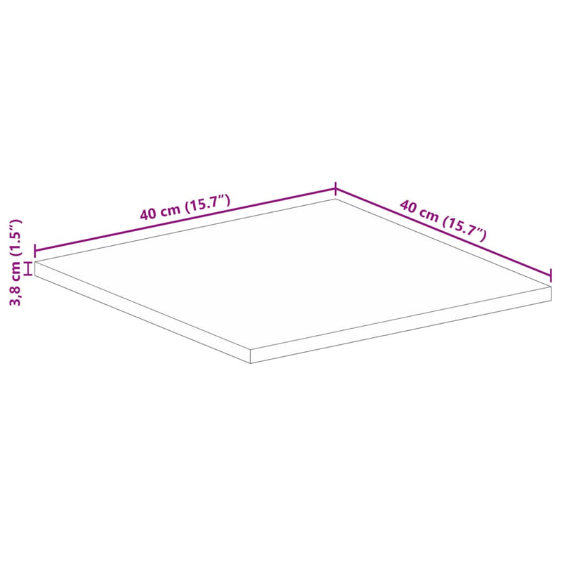 Bordplate 40x40x3,8 cm firkantet heltre mango