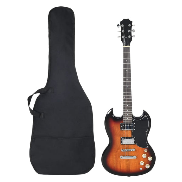 Elektrisk gitar for nybegynnere med veske brun og svart 4/4 39"