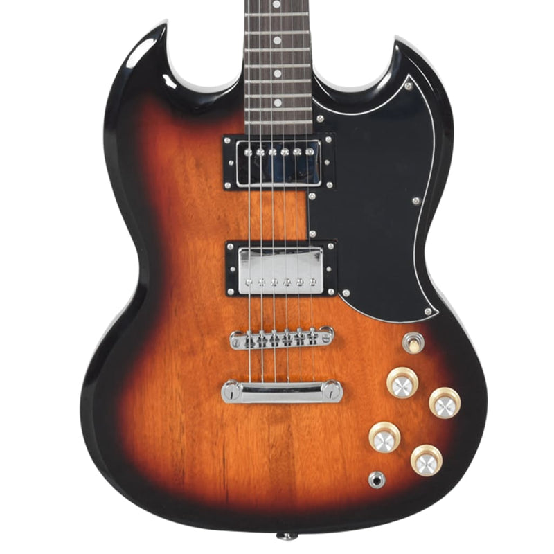Elektrisk gitar for nybegynnere med veske brun og svart 4/4 39"