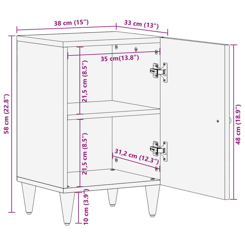 Baderomsskap 38x33x58 cm heltre mango