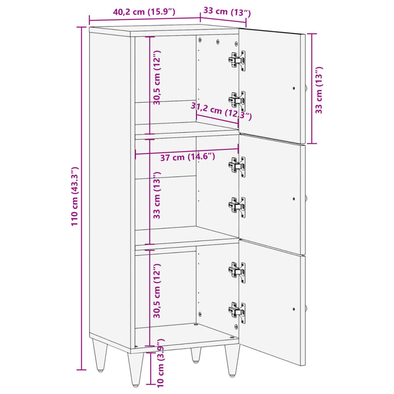 Highboard 40x33x110 cm heltre mango