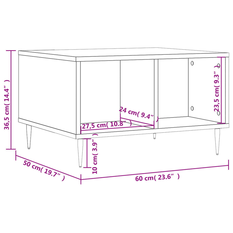 Salongbord brun eik 60x50x36,5 cm konstruert tre