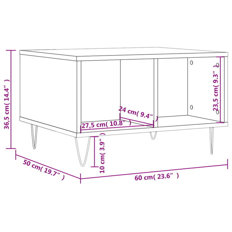 Salongbord sonoma eik 60x50x36,5 cm konstruert tre