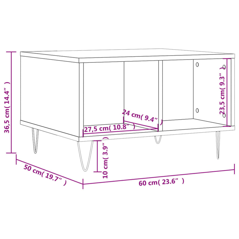 Salongbord røkt eik 60x50x36,5 cm konstruert tre