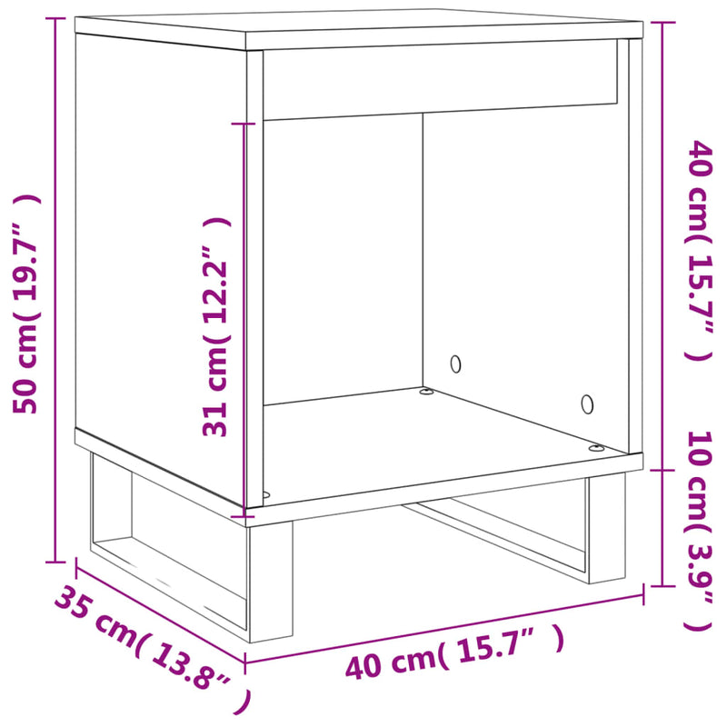 Nattbord 2 stk sonoma eik 40x35x50 cm konstruert tre