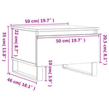 Salongbord 2 stk høyglans hvit 50x46x35 cm konstruert tre