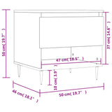 Salongbord hvit 50x46x50 cm konstruert tre