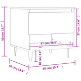 Salongbord hvit 50x46x50 cm konstruert tre