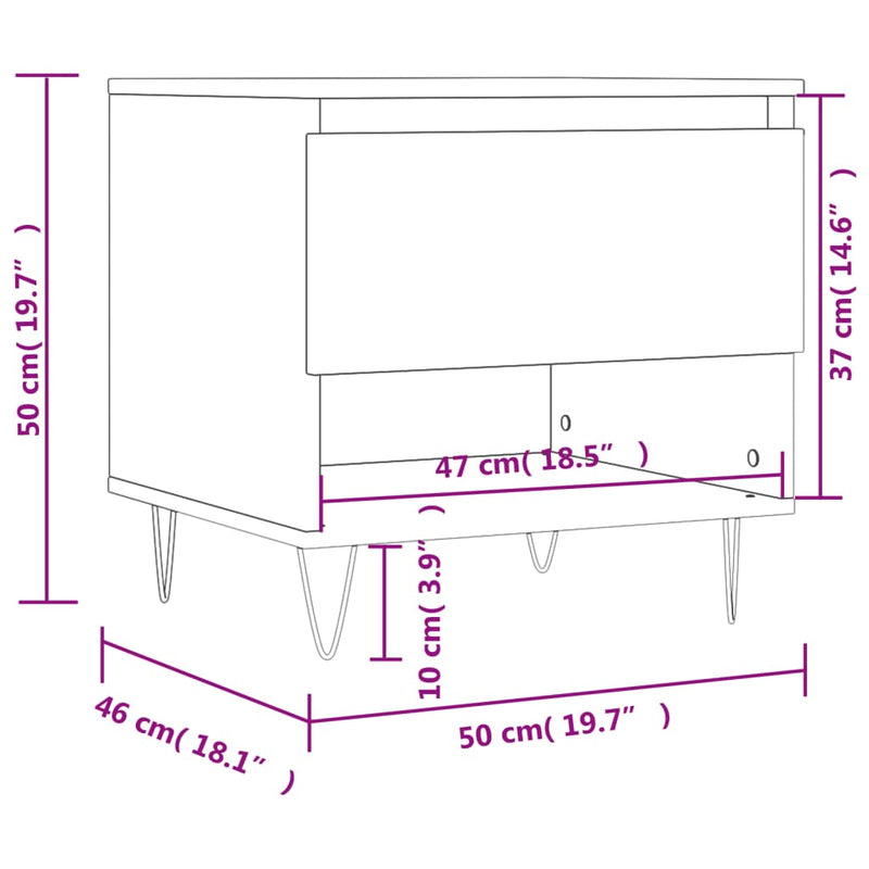 Salongbord 2 stk betonggrå 50x46x50 cm konstruert tre