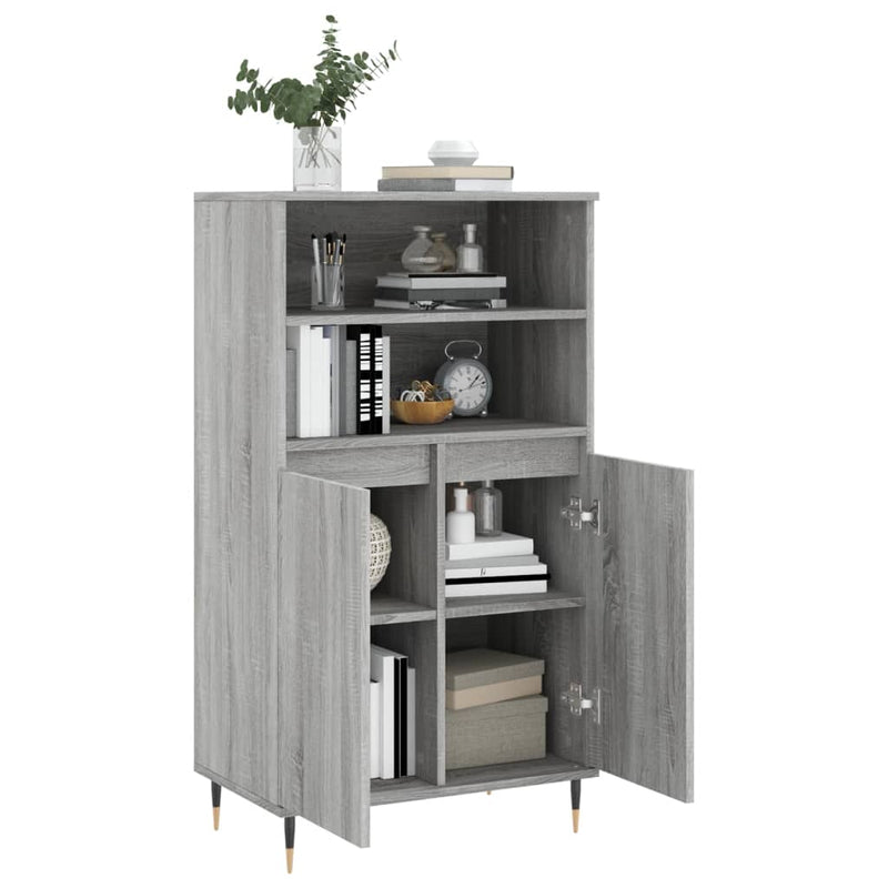 Highboard grå sonoma 60x36x110 cm konstruert tre