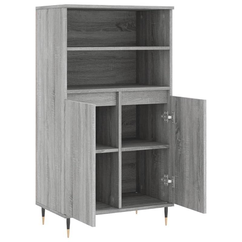 Highboard grå sonoma 60x36x110 cm konstruert tre