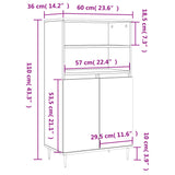 Highboard grå sonoma 60x36x110 cm konstruert tre