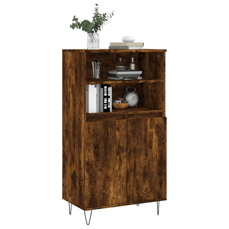 Highboard røkt eik 60x36x110 cm konstruert tre