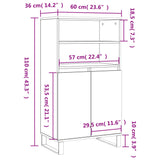 Highboard høyglans hvit 60x36x110 cm konstruert tre