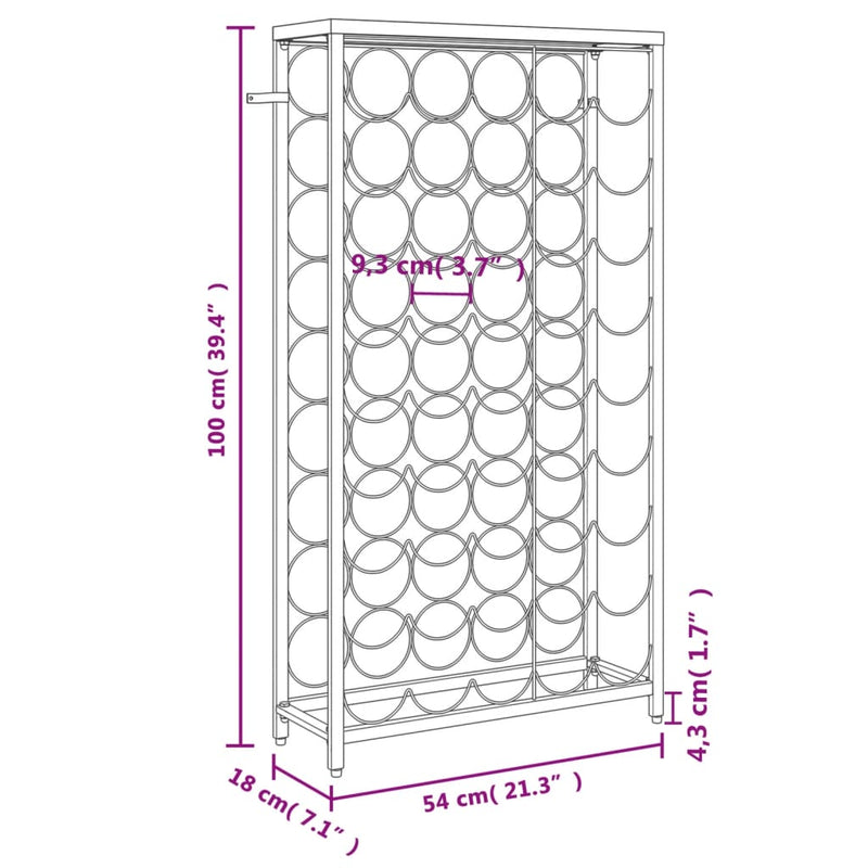 Vinstativ for 45 flasker svart 54x18x100 cm smijern