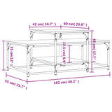 Salongbord svart 102x60x45 cm konstruert tre