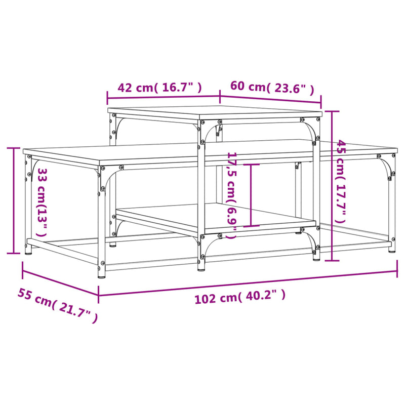 Salongbord svart 102x60x45 cm konstruert tre