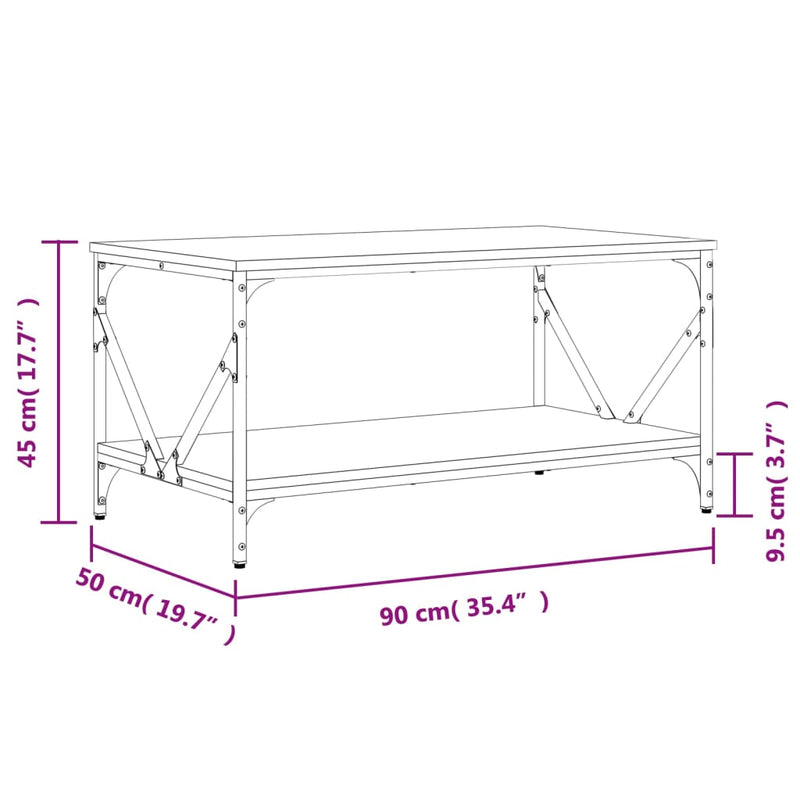 Salongbord svart 90x50x45 cm konstruert tre