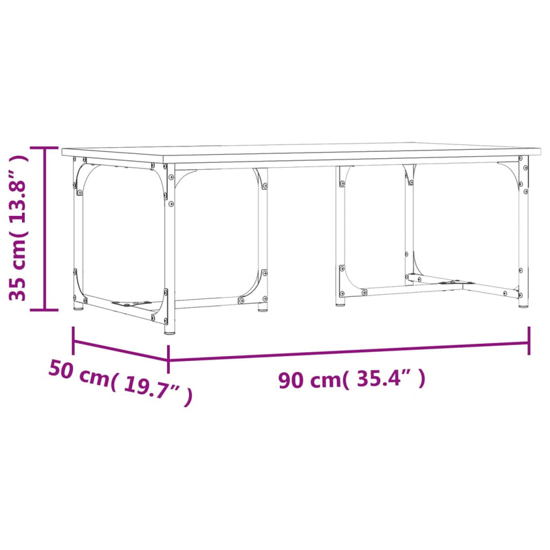 Salongbord svart 90x50x35 cm konstruert tre