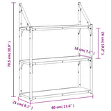 Vegghylle 3 etasjer sonoma eik 60x21x78,5 cm konstruert tre