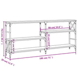 Konsollbord svart 180x29x76,5 cm konstruert tre