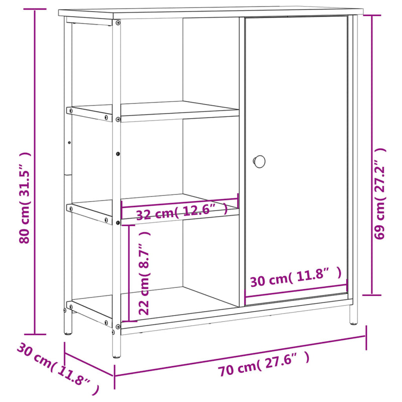 Skjenk sonoma eik 70x30x80 cm konstruert tre