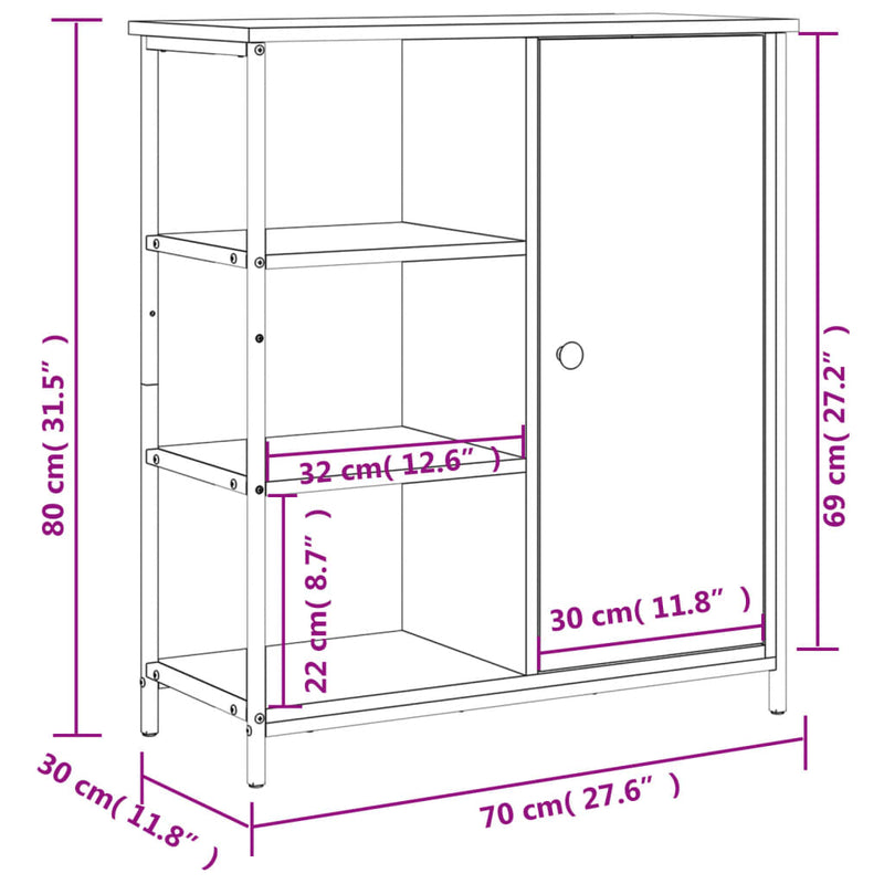 Skjenk røkt eik 70x30x80 cm konstruert tre