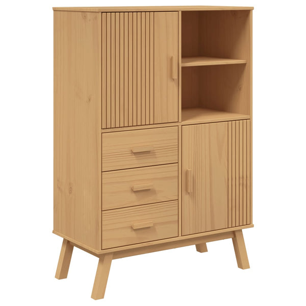 Highboard OLDEN brun 85x43x125 cm heltre furu