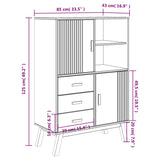 Highboard OLDEN brun 85x43x125 cm heltre furu