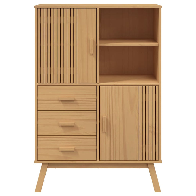 Highboard OLDEN brun 85x43x125 cm heltre furu