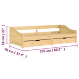 Dagseng med 2 skuffer IRUN 90x200 cm heltre furu