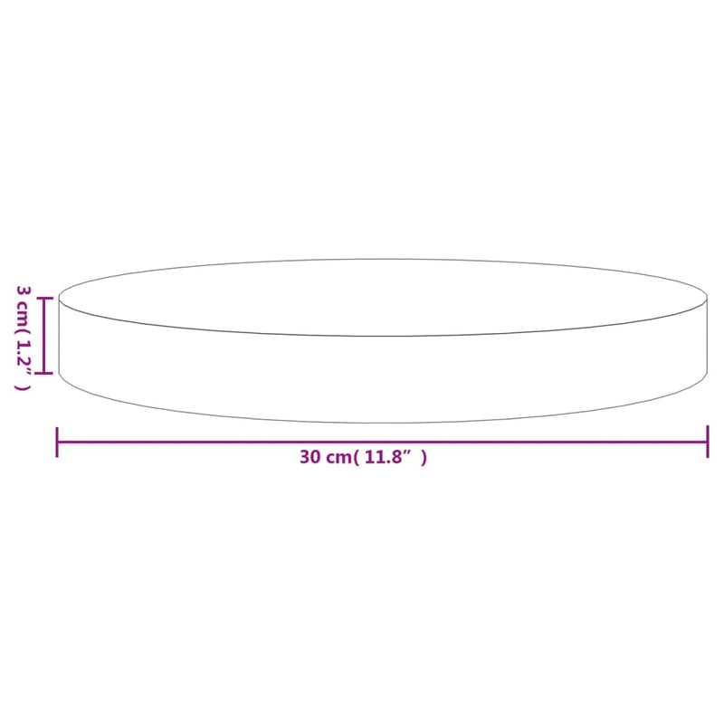 Bordplate rund Ø30x3 cm heltre furu